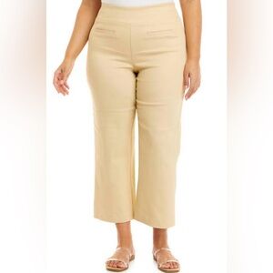 NWT Wonderly Plus Size 20W Tassel Tan Stretch Twill Pull-On Ankle Pants khakis